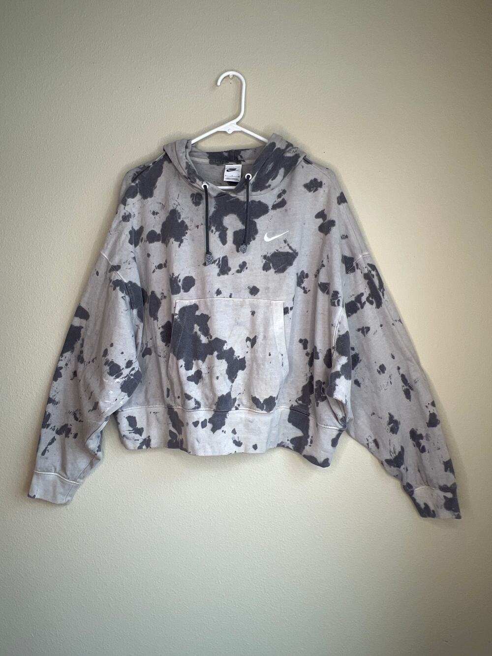Nike Sportswear Women's Washed Jersey Over-Oversized Crop Hoodie Tie Dye Small